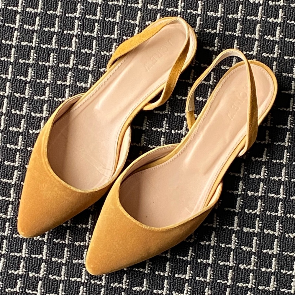 J. Crew Yellow Pointed Toe Slingback Flats